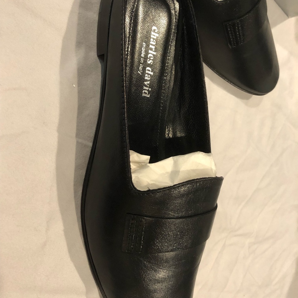 Charles David Italian Leather Mules, Blk 8.5 NIB